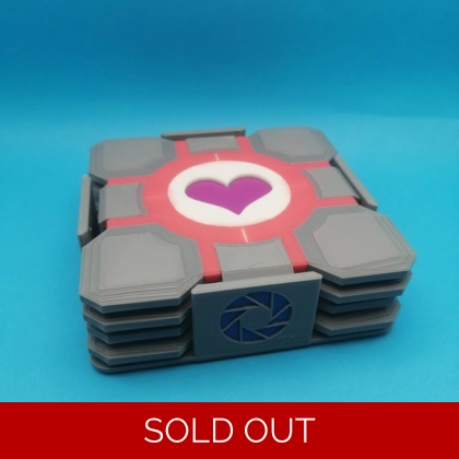 Portal Companion Cube 4-Piece PLA 3D Printed Coaster Set & Holder Portal Companion Cube 4-Piece PLA 3D Printed Coaster Set & Holder